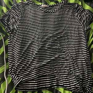 Striped tee shirt with tie on the bottom